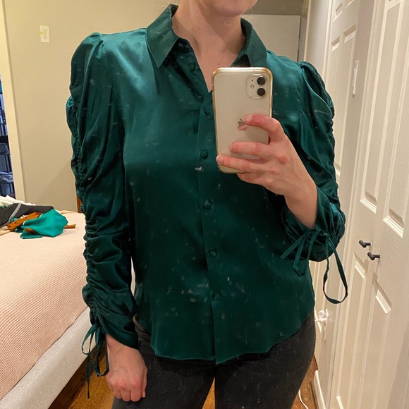 VERONICA BEARD teal/emerald silk blouse - Picture 1 of 3